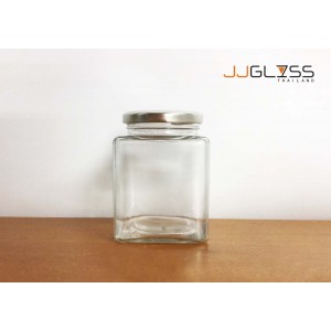 500 ML. Glass Bottle Cover Silver - Wide Mouth Glass Jar, Cover Silver (500 ml.)